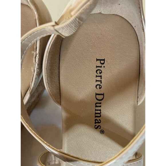 Pierre Dumas Nude Patent Cork Wedge Sandals Size 9 - Picture 4 of 11